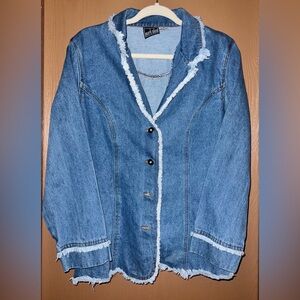 Denim Jacket with Frayed Edges